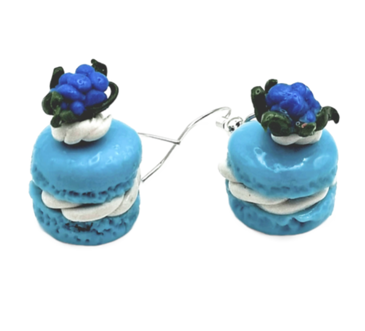 Blue Macaron Drop Earrings