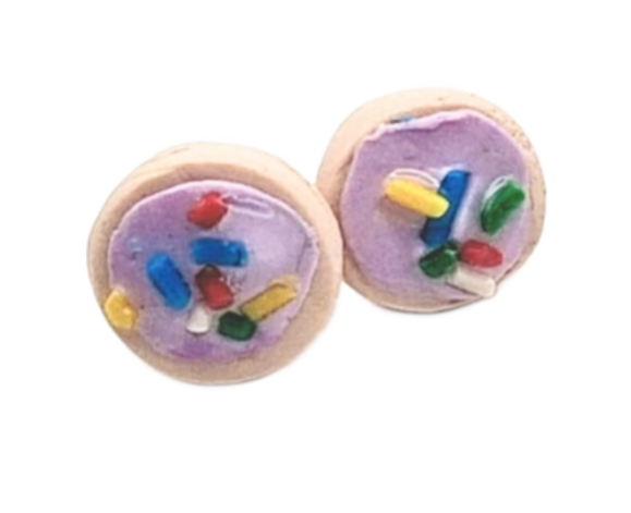 Pink Frosted Sugar Cookies with Sprinkles Post Earrings