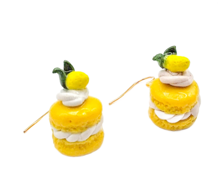 Lemon Yellow Macaron Drop Earrings