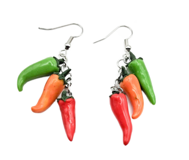Red Hot Peppers Drop Earrings