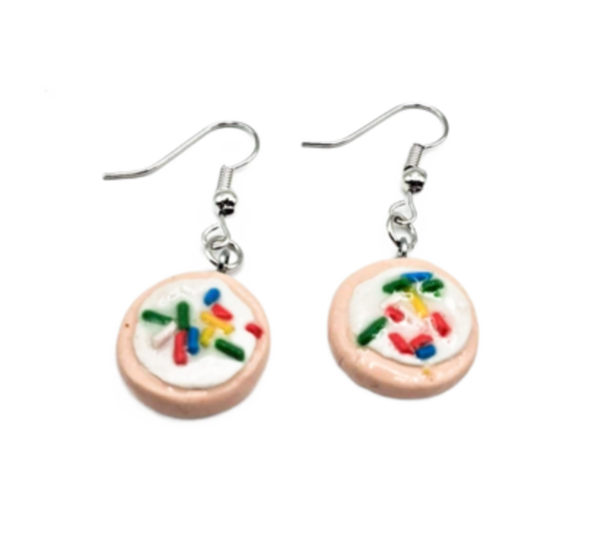 Vanilla Frosted Sugar Cookies with Sprinkles Drop Earrings