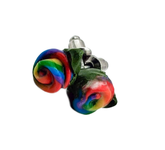 Rainbow Rosebud Post Earrings