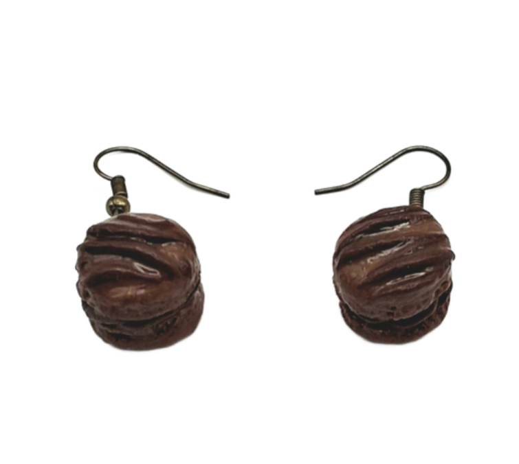 Chocolate Macaron Drop Earrings